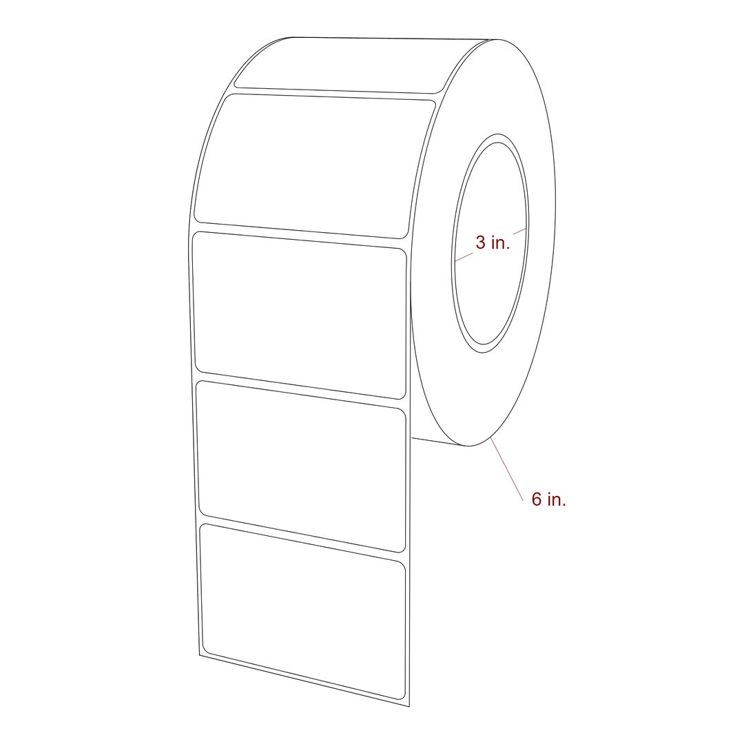 3.25 Inch x 2 Inch Rectangle Inkjet Label Roll - 3 Inch Core - 6 Inch Roll OD - 3D Perspective