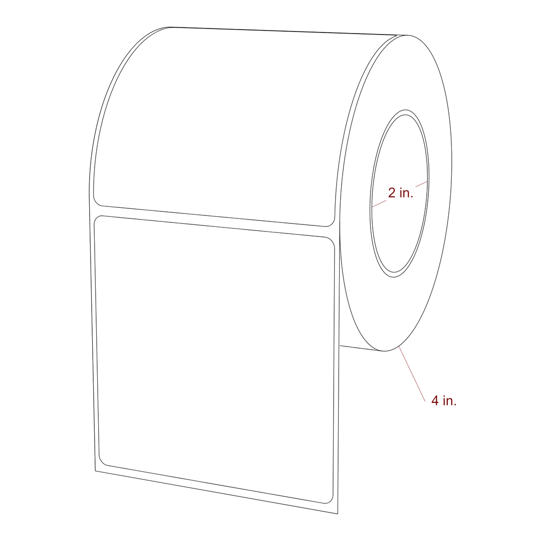 3.25 Inch x 3.25 Inch Rectangle Inkjet Label Roll - 2 Inch Core - 4 Inch Roll OD - 3D Perspective