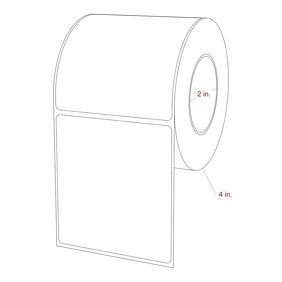 3.25 Inch x 3.5 Inch Rectangle Inkjet Label Roll - 2 Inch Core - 4 Inch Roll OD - 3D Perspective