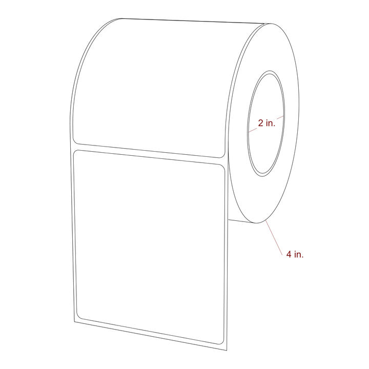 3.25 Inch x 3.5 Inch Rectangle Inkjet Label Roll - 2 Inch Core - 4 Inch Roll OD - 3D Perspective