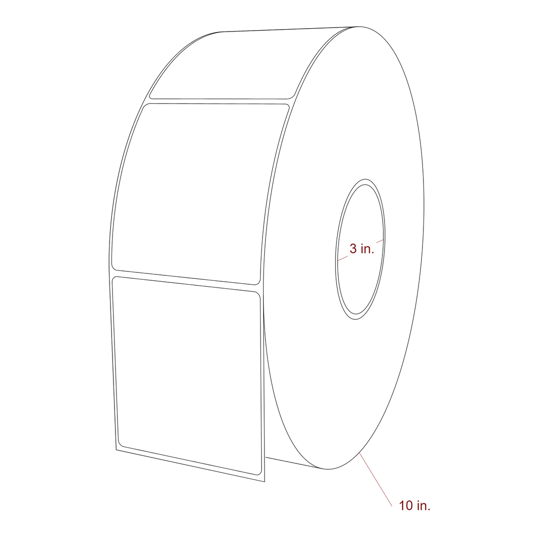 3.25 Inch x 3.5 Inch Rectangle Inkjet Label Roll - 3 Inch Core - 10 Inch Roll OD - 3D Perspective