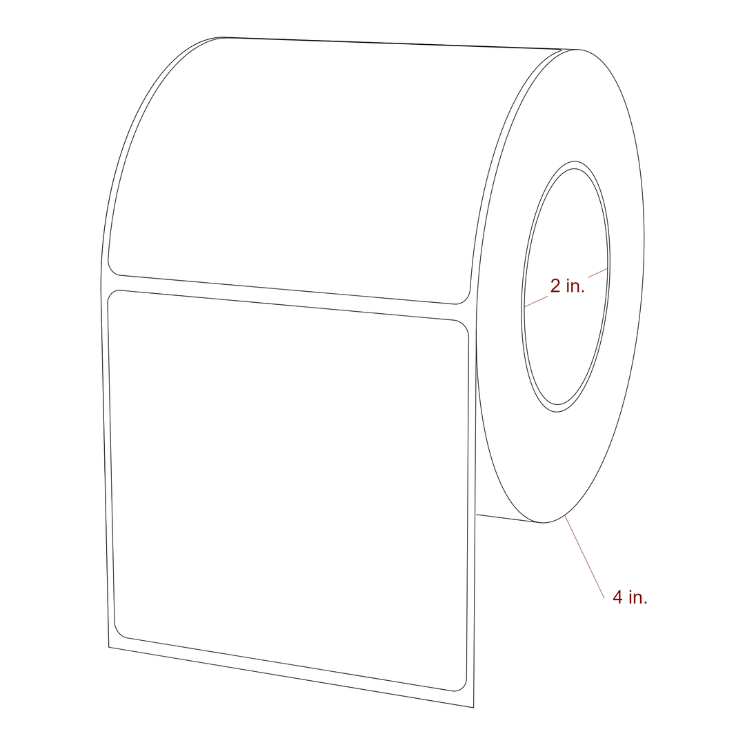 3.25 Inch x 3 Inch Rectangle Inkjet Label Roll - 2 Inch Core - 4 Inch Roll OD - 3D Perspective