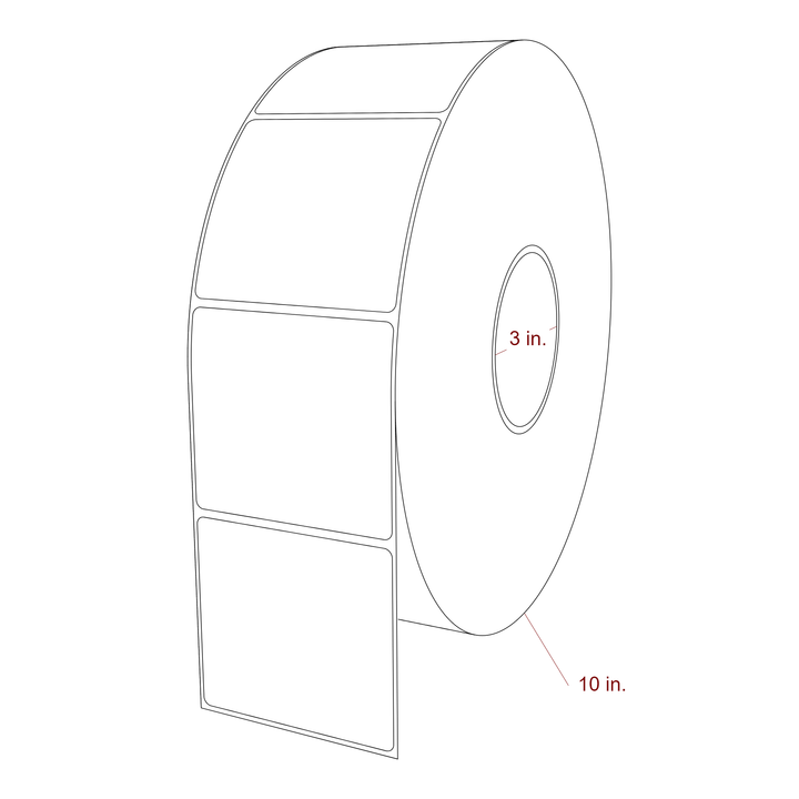3.25 Inch x 3 Inch Rectangle Inkjet Label Roll - 3 Inch Core - 10 Inch Roll OD - 3D Perspective