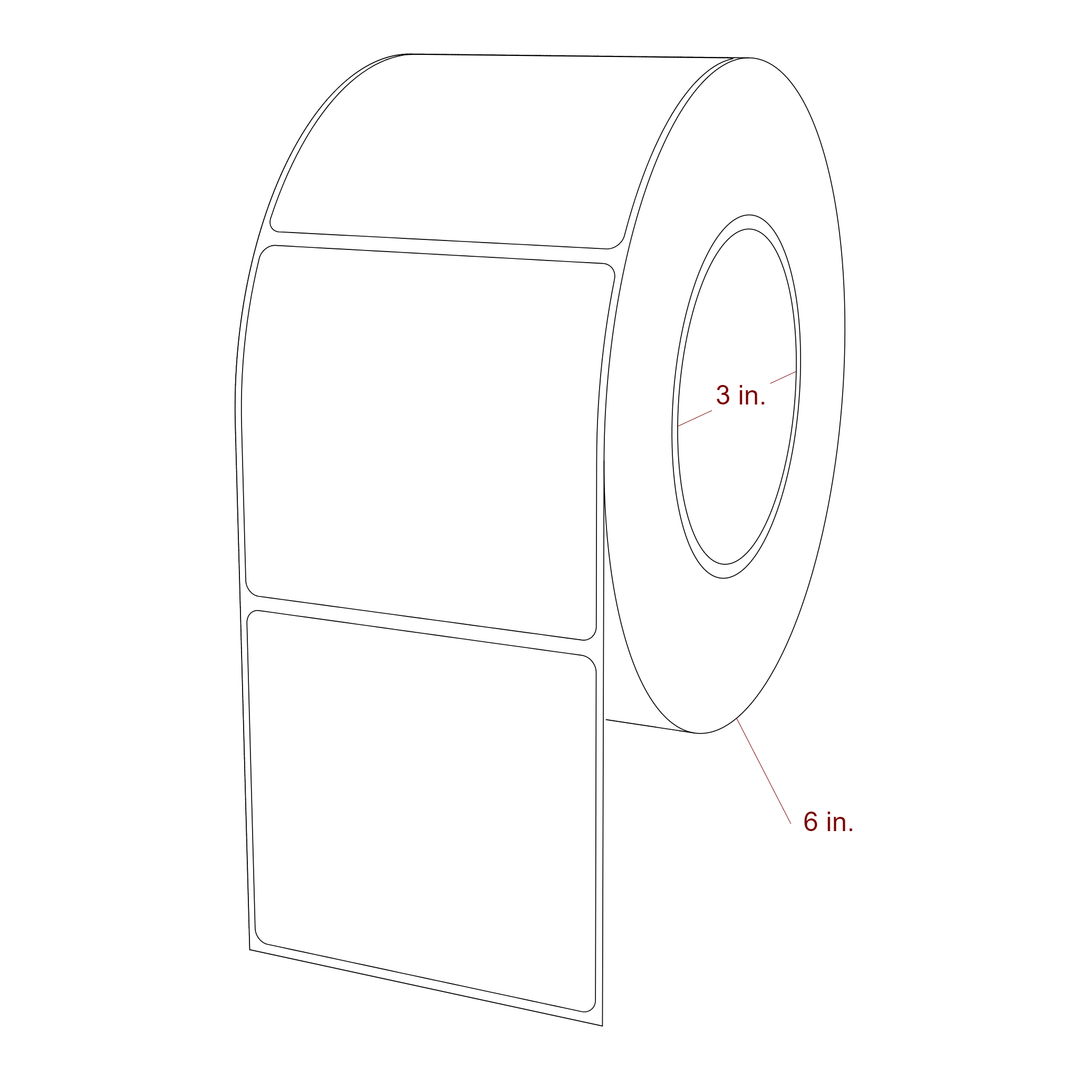 3.25 Inch x 3 Inch Rectangle Inkjet Label Roll - 3 Inch Core - 6 Inch Roll OD - 3D Perspective