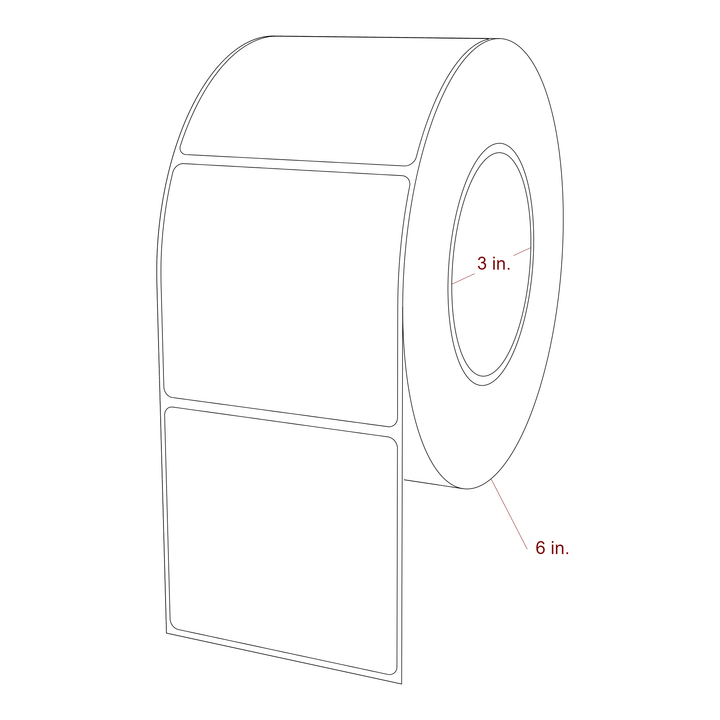 3.25 Inch x 3 Inch Rectangle Inkjet Label Roll - 3 Inch Core - 6 Inch Roll OD - 3D Perspective