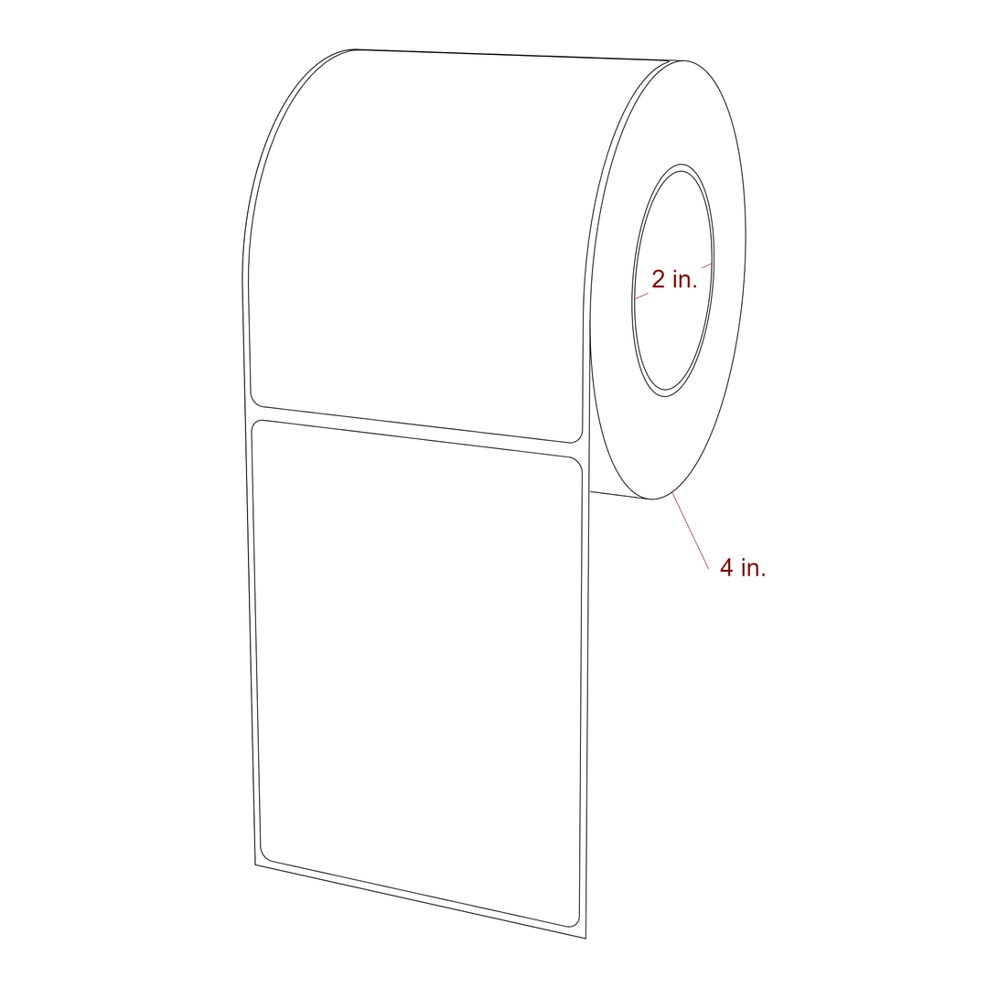 3.25 Inch x 4.25 Inch Rectangle Inkjet Label Roll - 2 Inch Core - 4 Inch Roll OD - 3D Perspective