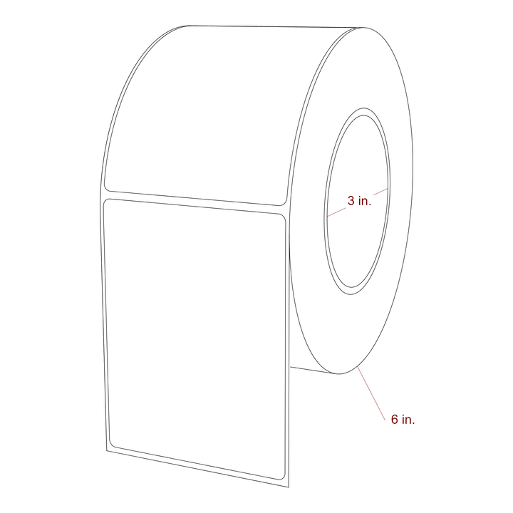 3.25 Inch x 4.25 Inch Rectangle Inkjet Label Roll - 3 Inch Core - 6 Inch Roll OD - 3D Perspective