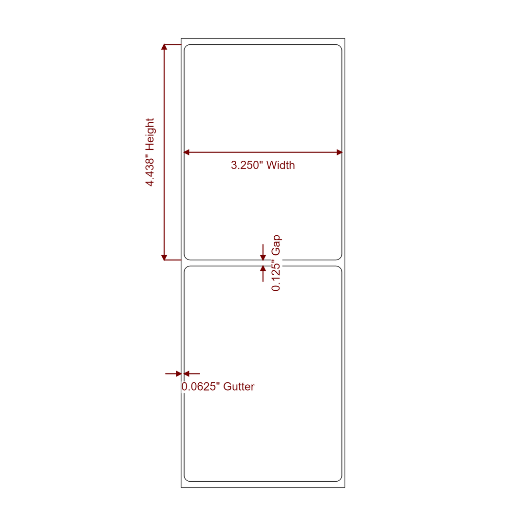 3.25" x 4.4375" Rectangle Roll for Epson ColorWorks, VIPColor & Primera Printers; 3.25" x 4.4375" Rectangle Label Diagram