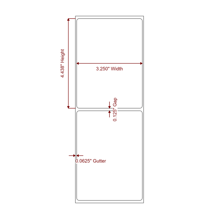 3.25" x 4.4375" Rectangle Roll for Epson ColorWorks, VIPColor & Primera Printers; 3.25" x 4.4375" Rectangle Label Diagram