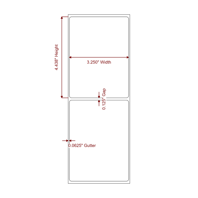 3.25" x 4.4375" Inkjet Label Rolls | Fits Epson ColorWorks, VIPColor & Primera - Label Diagram