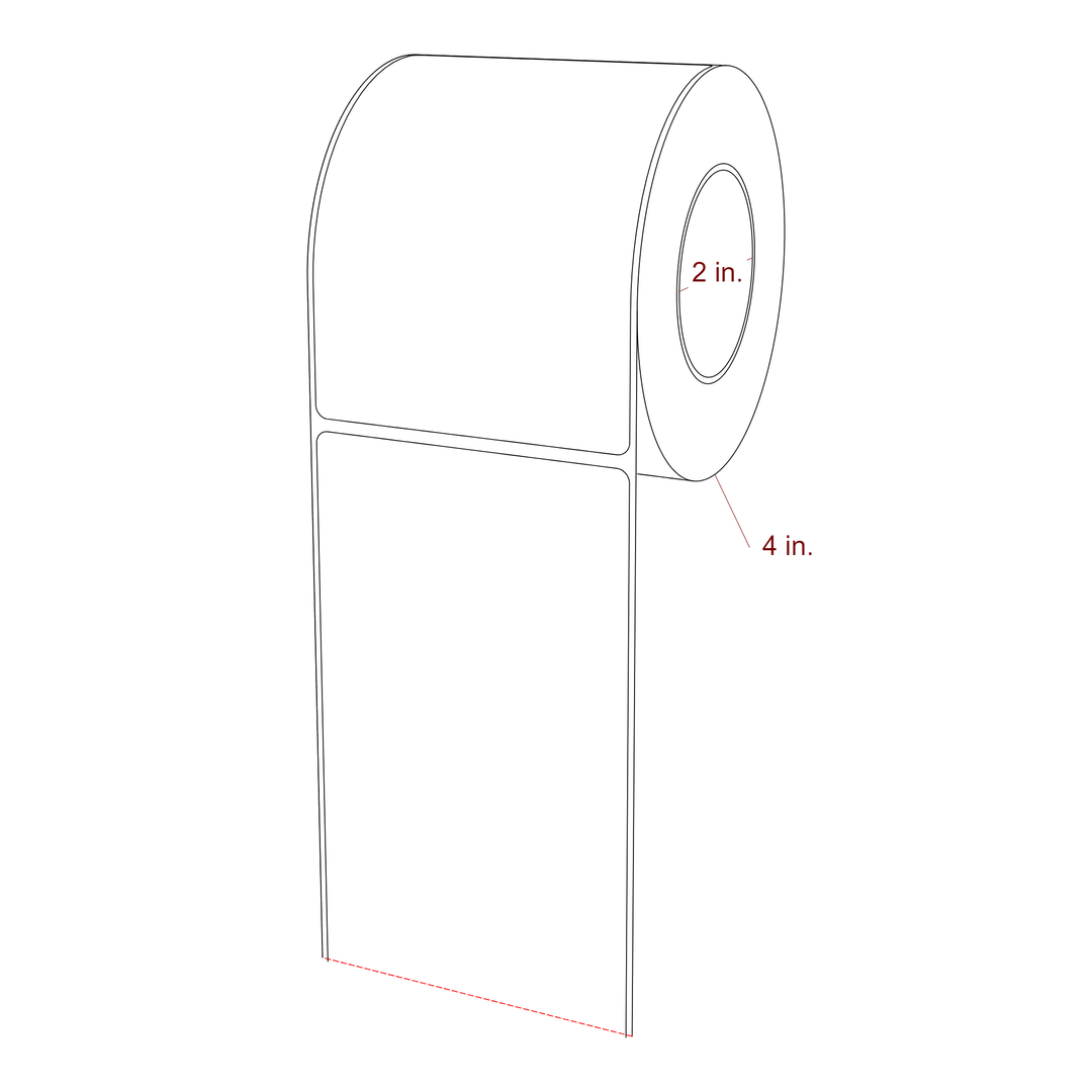 3.25 Inch x 4.5 Inch Rectangle Inkjet Label Roll - 2 Inch Core - 4 Inch Roll OD - 3D Perspective