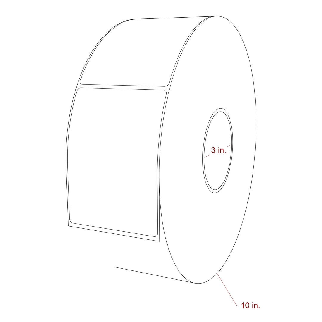 3.25 Inch x 4.5 Inch Rectangle Inkjet Label Roll - 3 Inch Core - 10 Inch Roll OD - 3D Perspective