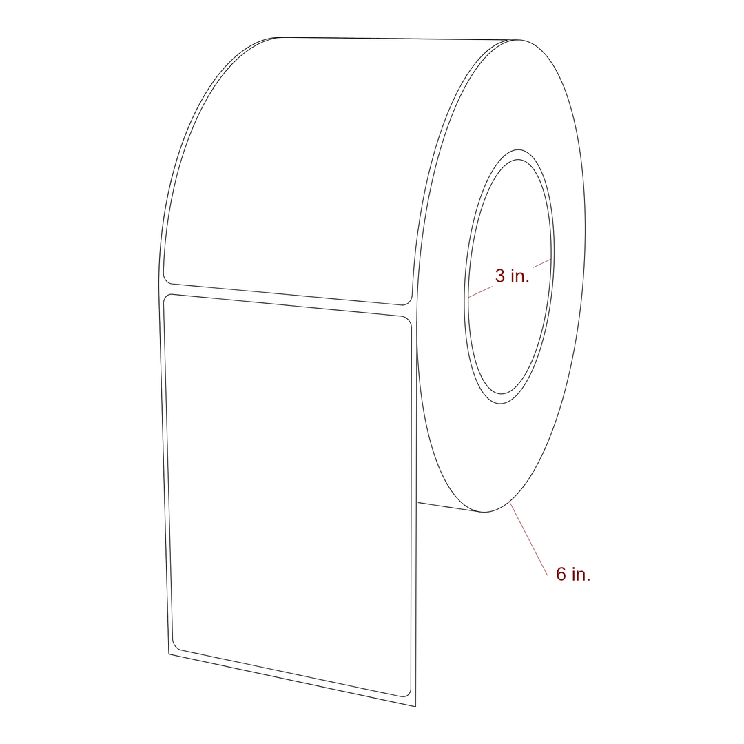 3.25 Inch x 4.5 Inch Rectangle Inkjet Label Roll - 3 Inch Core - 6 Inch Roll OD - 3D Perspective