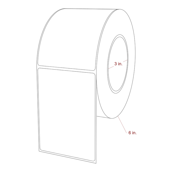 3.25 Inch x 4.5 Inch Rectangle Inkjet Label Roll - 3 Inch Core - 6 Inch Roll OD - 3D Perspective