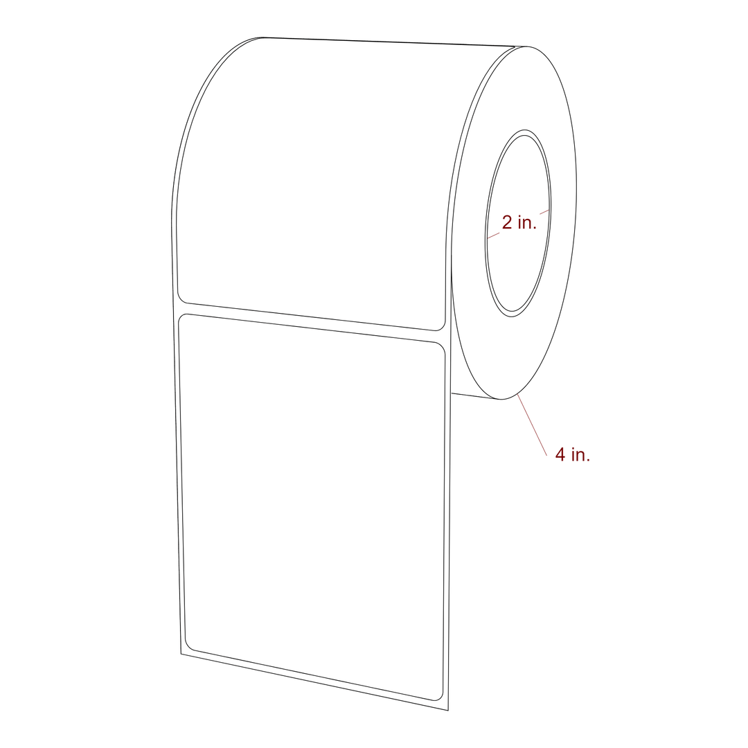 3.25 Inch x 4 Inch Rectangle Inkjet Label Roll - 2 Inch Core - 4 Inch Roll OD - 3D Perspective