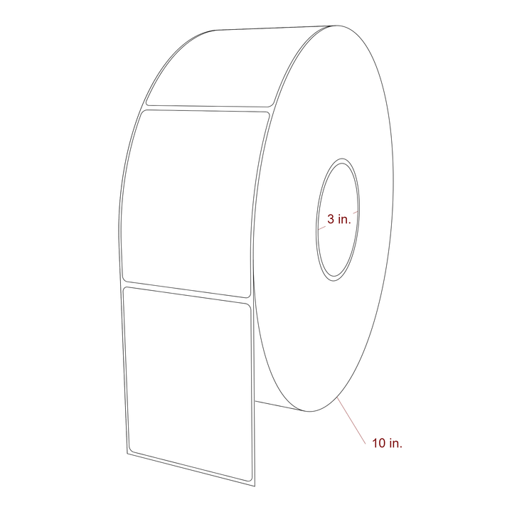 3.25 Inch x 4 Inch Rectangle Inkjet Label Roll - 3 Inch Core - 10 Inch Roll OD - 3D Perspective