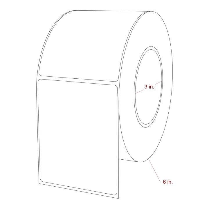 3.25 Inch x 4 Inch Rectangle Inkjet Label Roll - 3 Inch Core - 6 Inch Roll OD - 3D Perspective