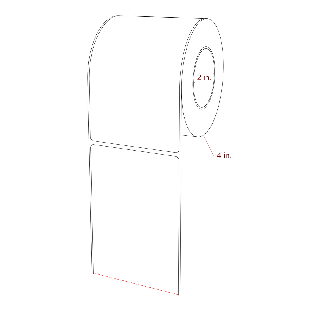 3.25 Inch x 5.25 Inch Rectangle Inkjet Label Roll - 2 Inch Core - 4 Inch Roll OD - 3D Perspective