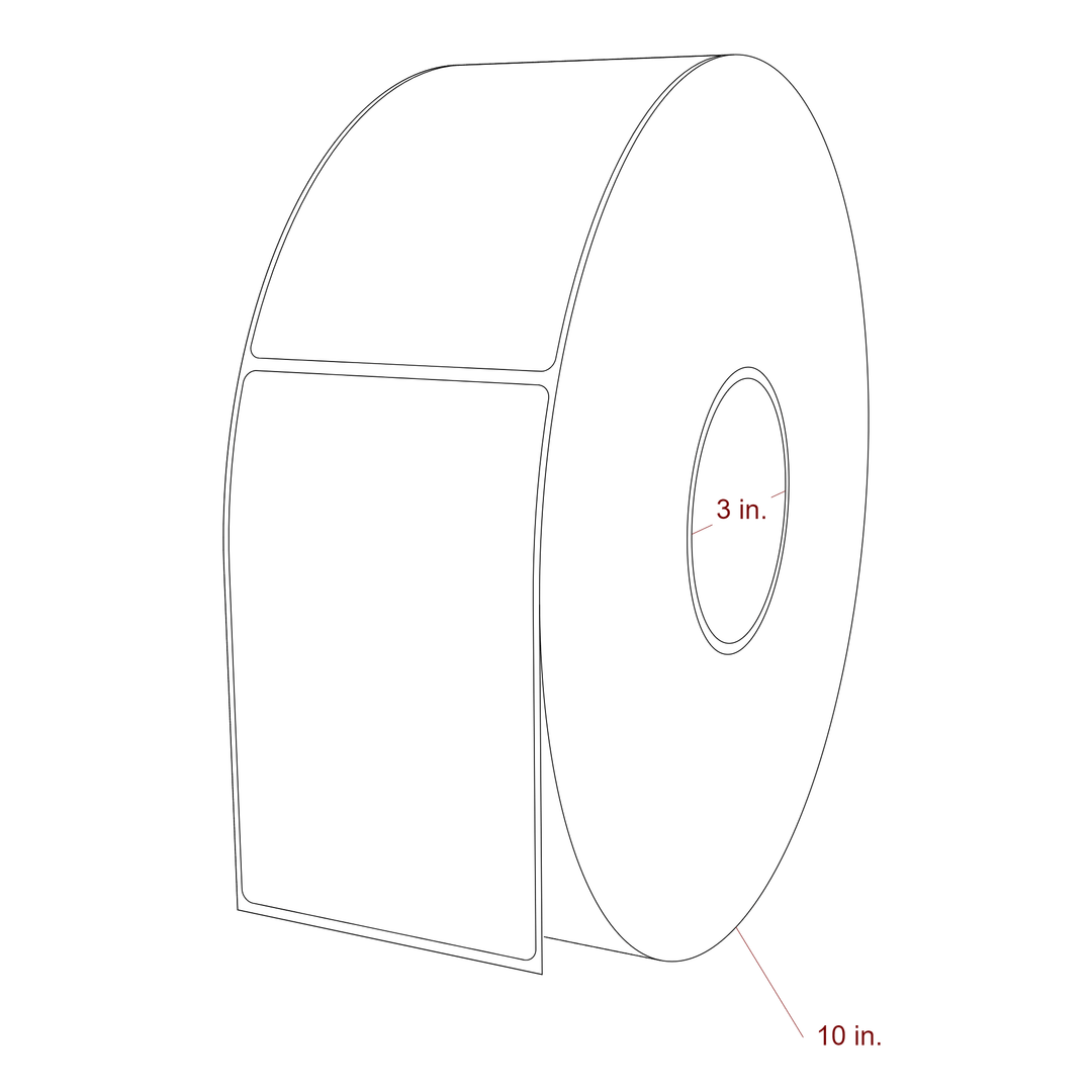 3.25 Inch x 5.25 Inch Rectangle Inkjet Label Roll - 3 Inch Core - 10 Inch Roll OD - 3D Perspective