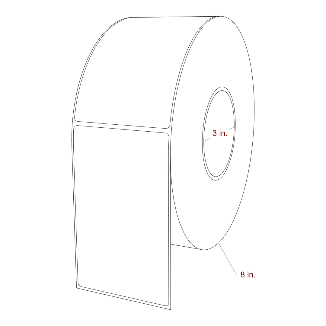 3.25 Inch x 5.25 Inch Rectangle Inkjet Label Roll - 3 Inch Core - 8 Inch Roll OD - 3D Perspective
