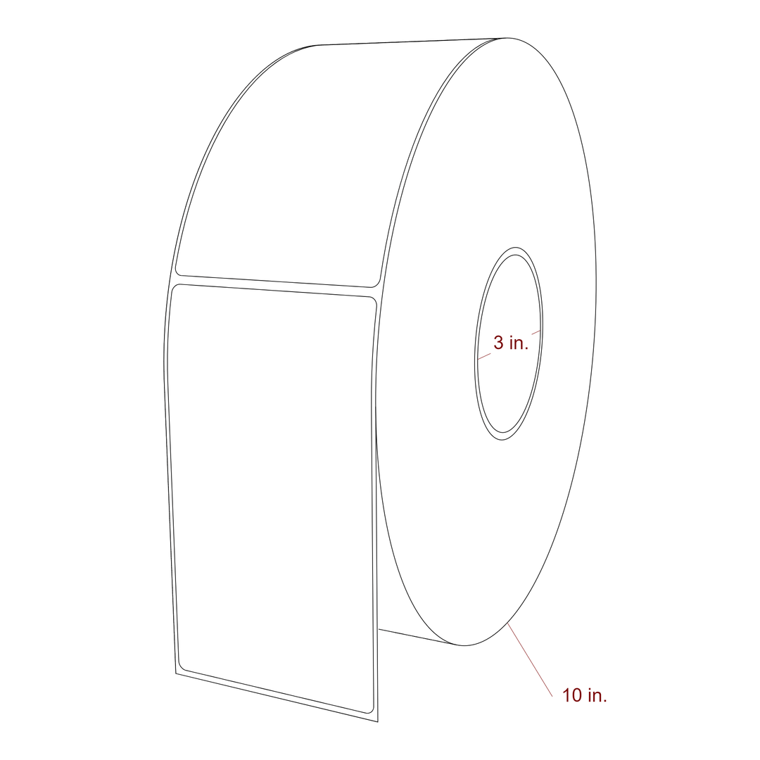 3.25 Inch x 5.75 Inch Rectangle Inkjet Label Roll - 3 Inch Core - 10 Inch Roll OD - 3D Perspective