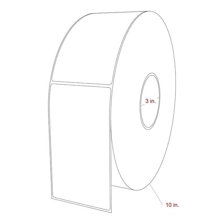 3.25 Inch x 5.75 Inch Rectangle Inkjet Label Roll - 3 Inch Core - 10 Inch Roll OD - 3D Perspective