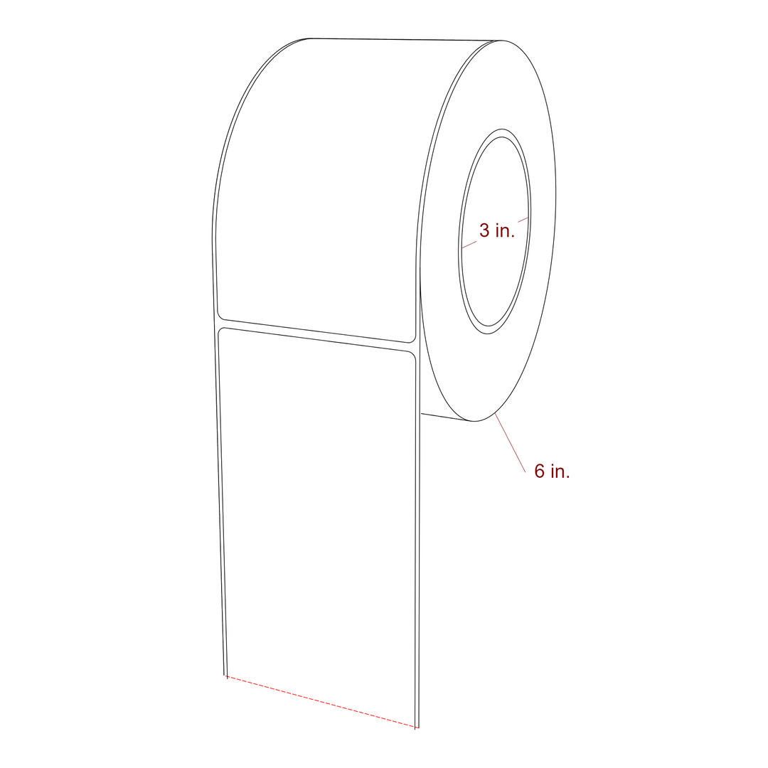 3.25 Inch x 5.75 Inch Rectangle Inkjet Label Roll - 3 Inch Core - 6 Inch Roll OD - 3D Perspective