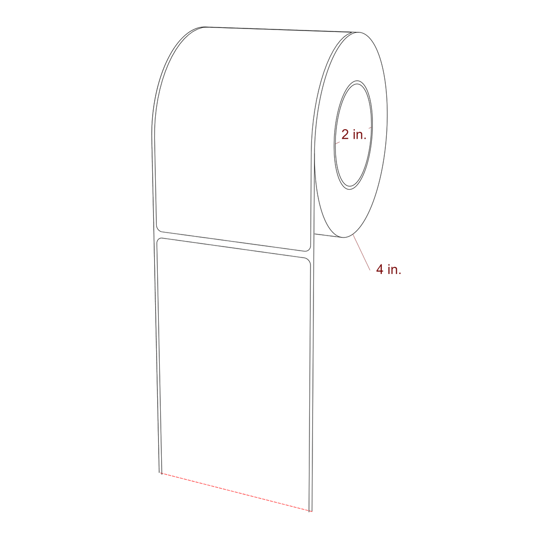 3.25 Inch x 5 Inch Rectangle Inkjet Label Roll - 2 Inch Core - 4 Inch Roll OD - 3D Perspective