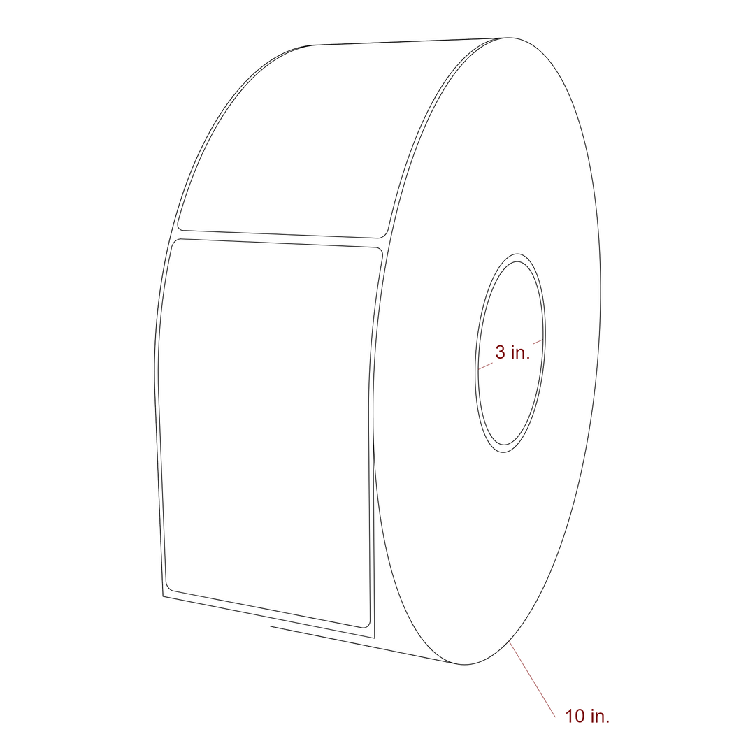 3.25 Inch x 5 Inch Rectangle Inkjet Label Roll - 3 Inch Core - 10 Inch Roll OD - 3D Perspective