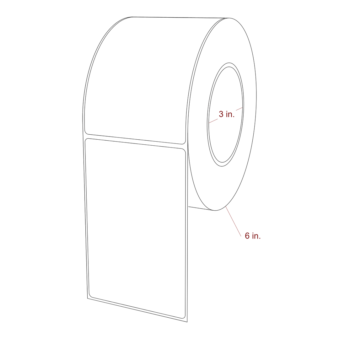 3.25 Inch x 5 Inch Rectangle Inkjet Label Roll - 3 Inch Core - 6 Inch Roll OD - 3D Perspective