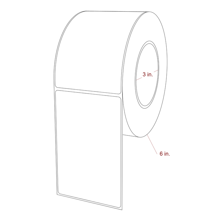 3.25 Inch x 5 Inch Rectangle Inkjet Label Roll - 3 Inch Core - 6 Inch Roll OD - 3D Perspective
