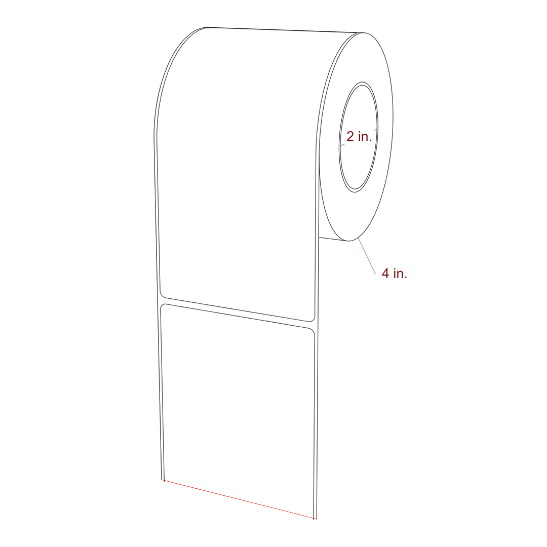 3.25 Inch x 6.25 Inch Rectangle Inkjet Label Roll - 2 Inch Core - 4 Inch Roll OD - 3D Perspective