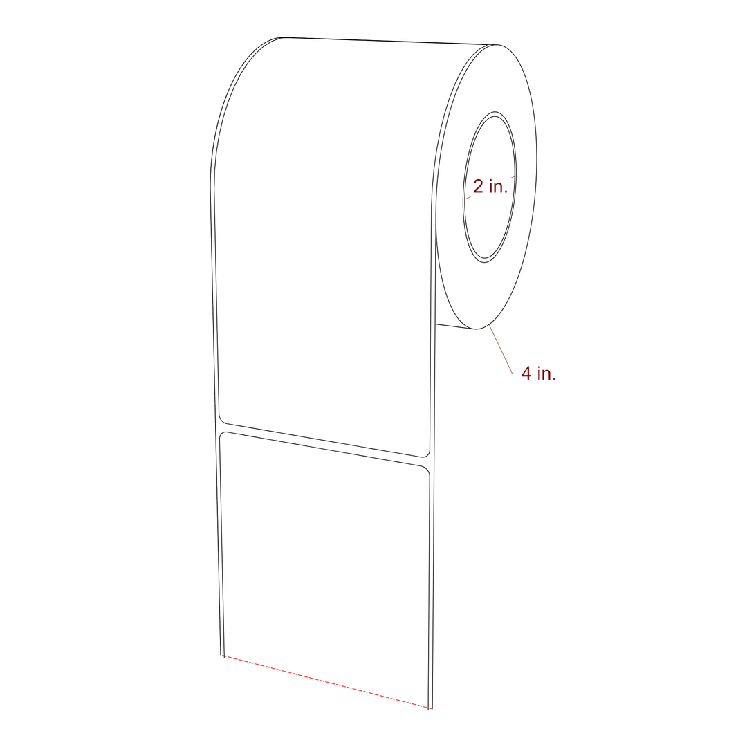 3.25 Inch x 6.5 Inch Rectangle Inkjet Label Roll - 2 Inch Core - 4 Inch Roll OD - 3D Perspective