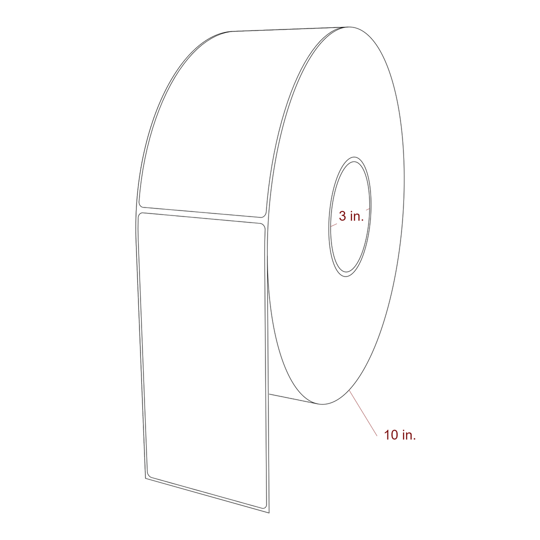 3.25 Inch x 6.5 Inch Rectangle Inkjet Label Roll - 3 Inch Core - 10 Inch Roll OD - 3D Perspective
