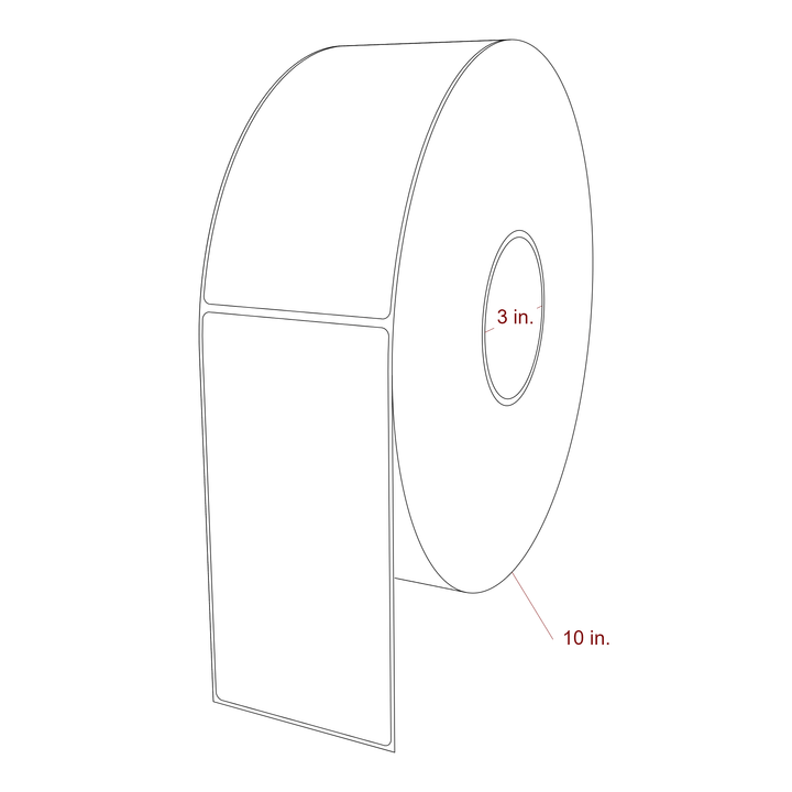 3.25 Inch x 6.5 Inch Rectangle Inkjet Label Roll - 3 Inch Core - 10 Inch Roll OD - 3D Perspective