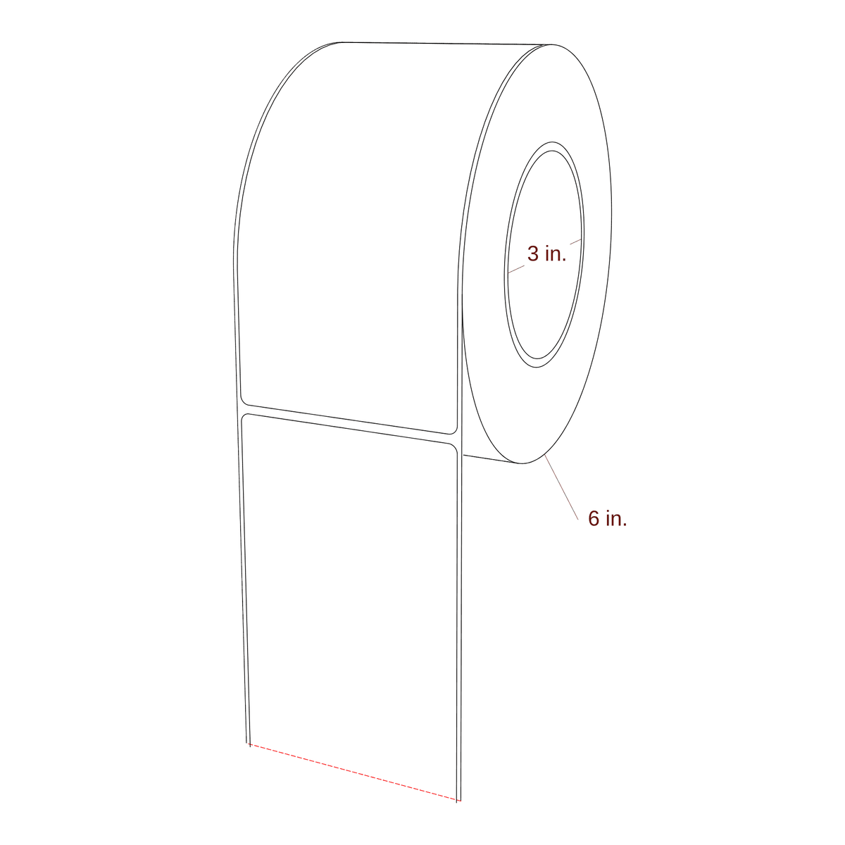 3.25" x 6.5" Rectangle Roll for Epson ColorWorks, VIPColor & Primera Printers; 3.25" x 6.5" Rectangle Label Diagram