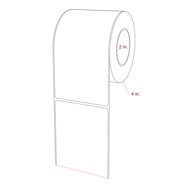 3.25 Inch x 6 Inch Rectangle Inkjet Label Roll - 2 Inch Core - 4 Inch Roll OD - 3D Perspective