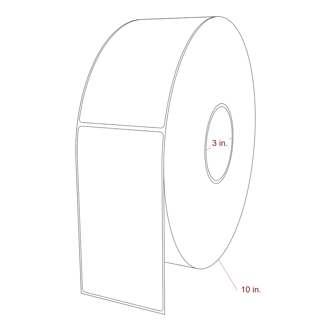 3.25 Inch x 6 Inch Rectangle Inkjet Label Roll - 3 Inch Core - 10 Inch Roll OD - 3D Perspective