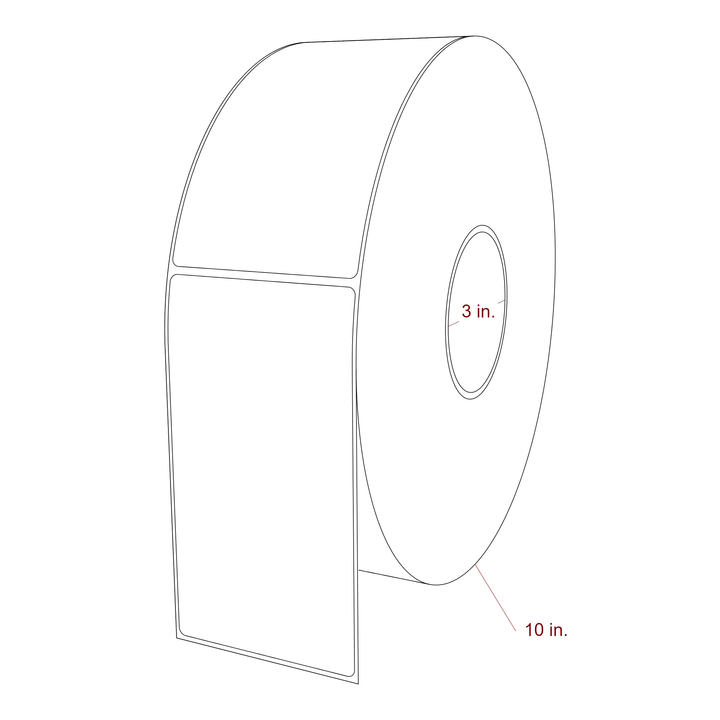 3.25 Inch x 6 Inch Rectangle Inkjet Label Roll - 3 Inch Core - 10 Inch Roll OD - 3D Perspective