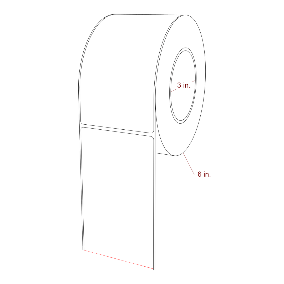 3.25 Inch x 6 Inch Rectangle Inkjet Label Roll - 3 Inch Core - 6 Inch Roll OD - 3D Perspective