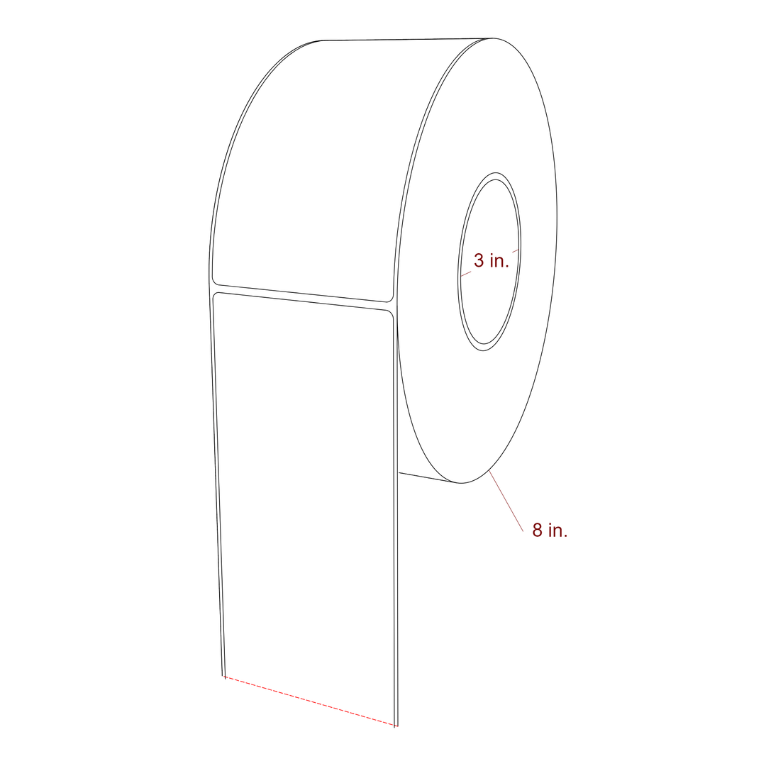 3.25 Inch x 6 Inch Rectangle Inkjet Label Roll - 3 Inch Core - 8 Inch Roll OD - 3D Perspective