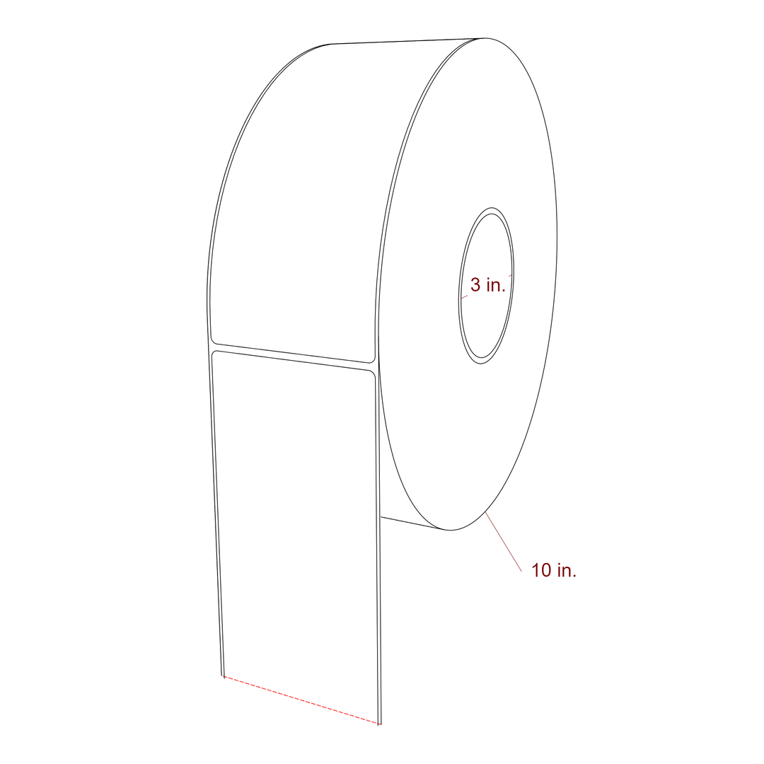 3.25 Inch x 7.75 Inch Rectangle Inkjet Label Roll - 3 Inch Core - 10 Inch Roll OD - 3D Perspective