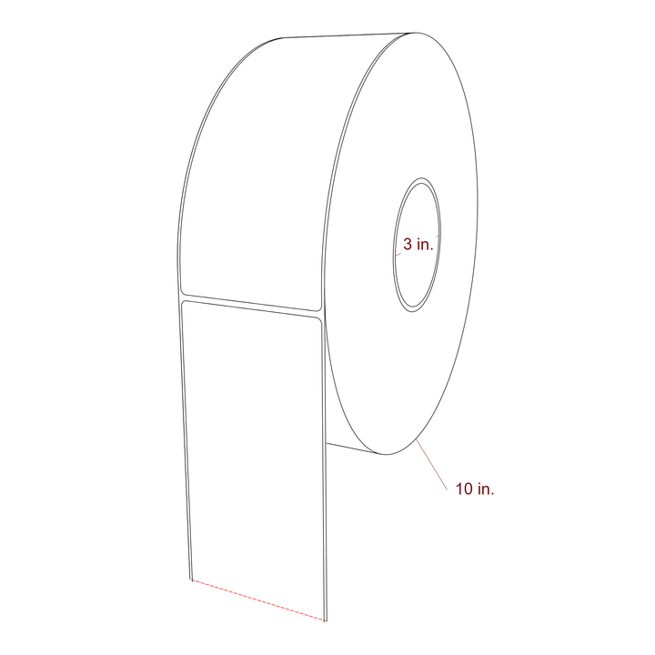 3.25 Inch x 7.75 Inch Rectangle Inkjet Label Roll - 3 Inch Core - 10 Inch Roll OD - 3D Perspective
