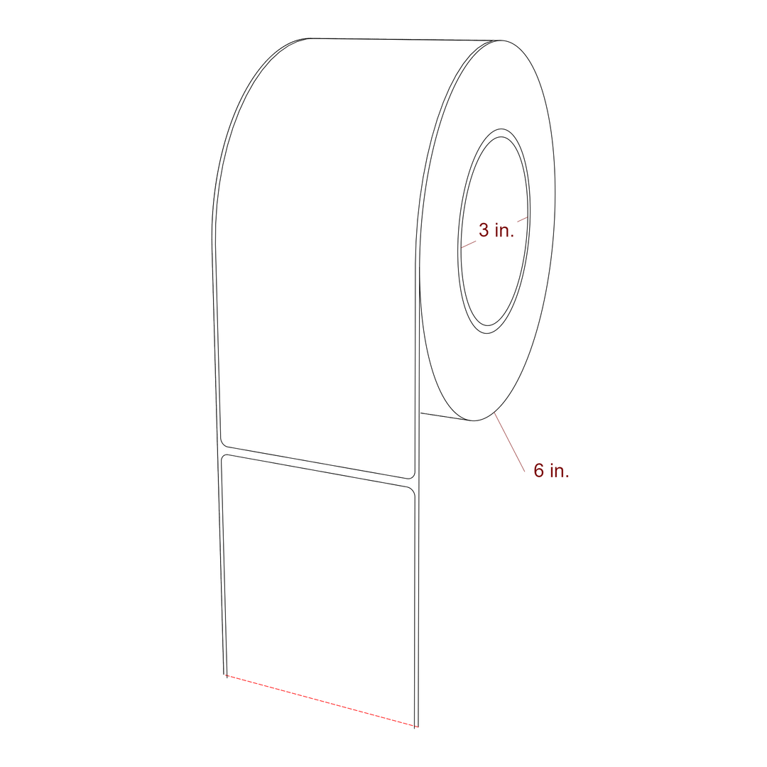 3.25 Inch x 7.75 Inch Rectangle Inkjet Label Roll - 3 Inch Core - 6 Inch Roll OD - 3D Perspective