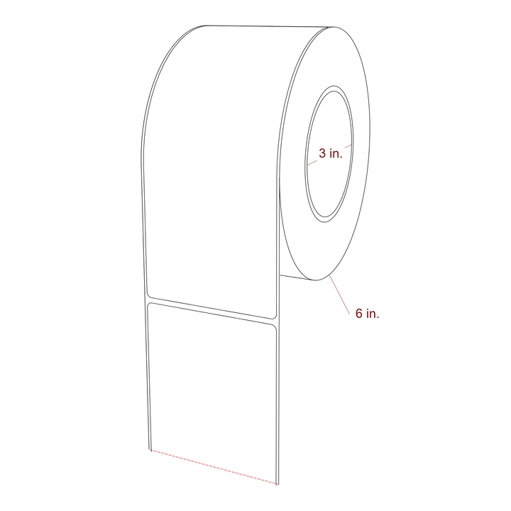 3.25 Inch x 7.75 Inch Rectangle Inkjet Label Roll - 3 Inch Core - 6 Inch Roll OD - 3D Perspective