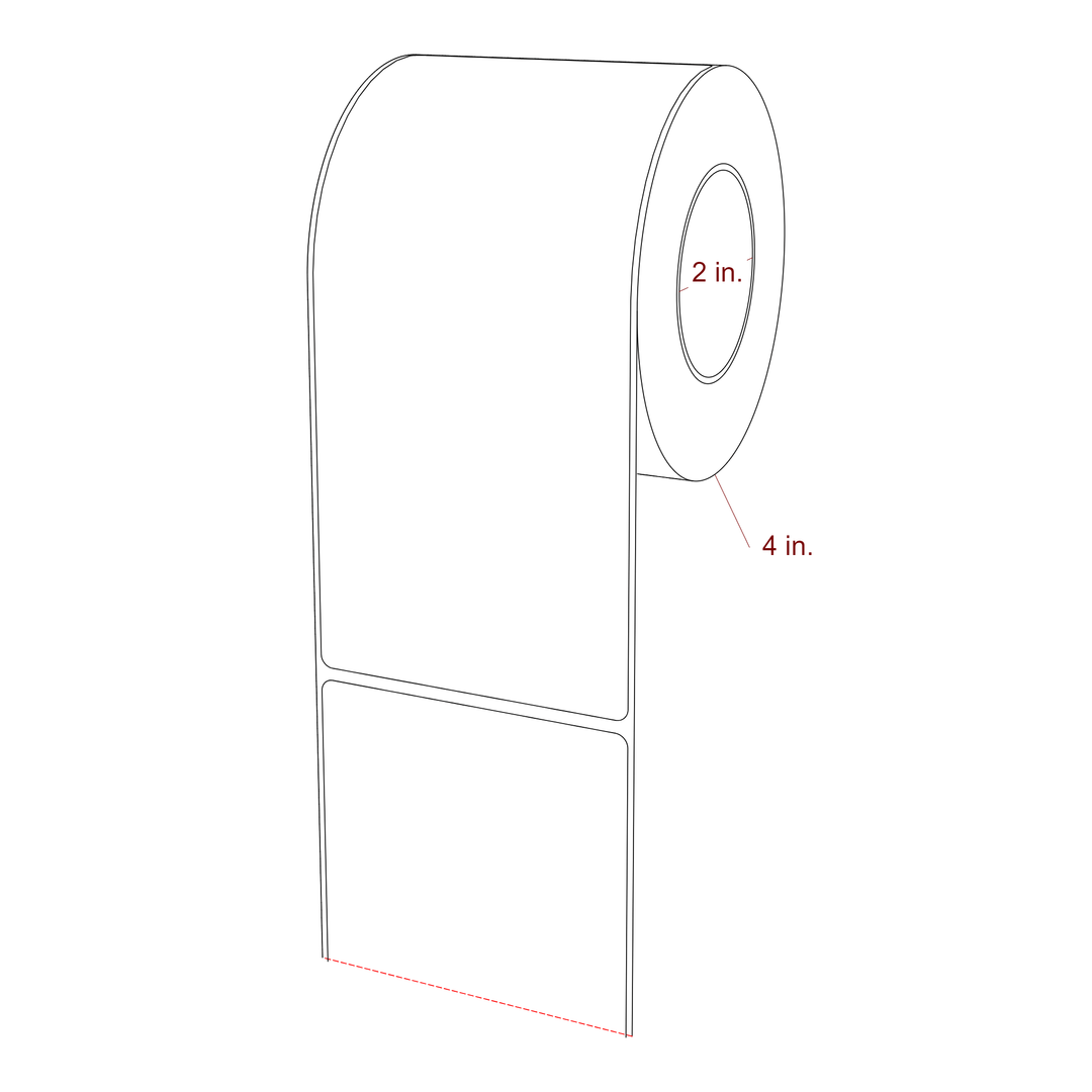 3.25 Inch x 7 Inch Rectangle Inkjet Label Roll - 2 Inch Core - 4 Inch Roll OD - 3D Perspective
