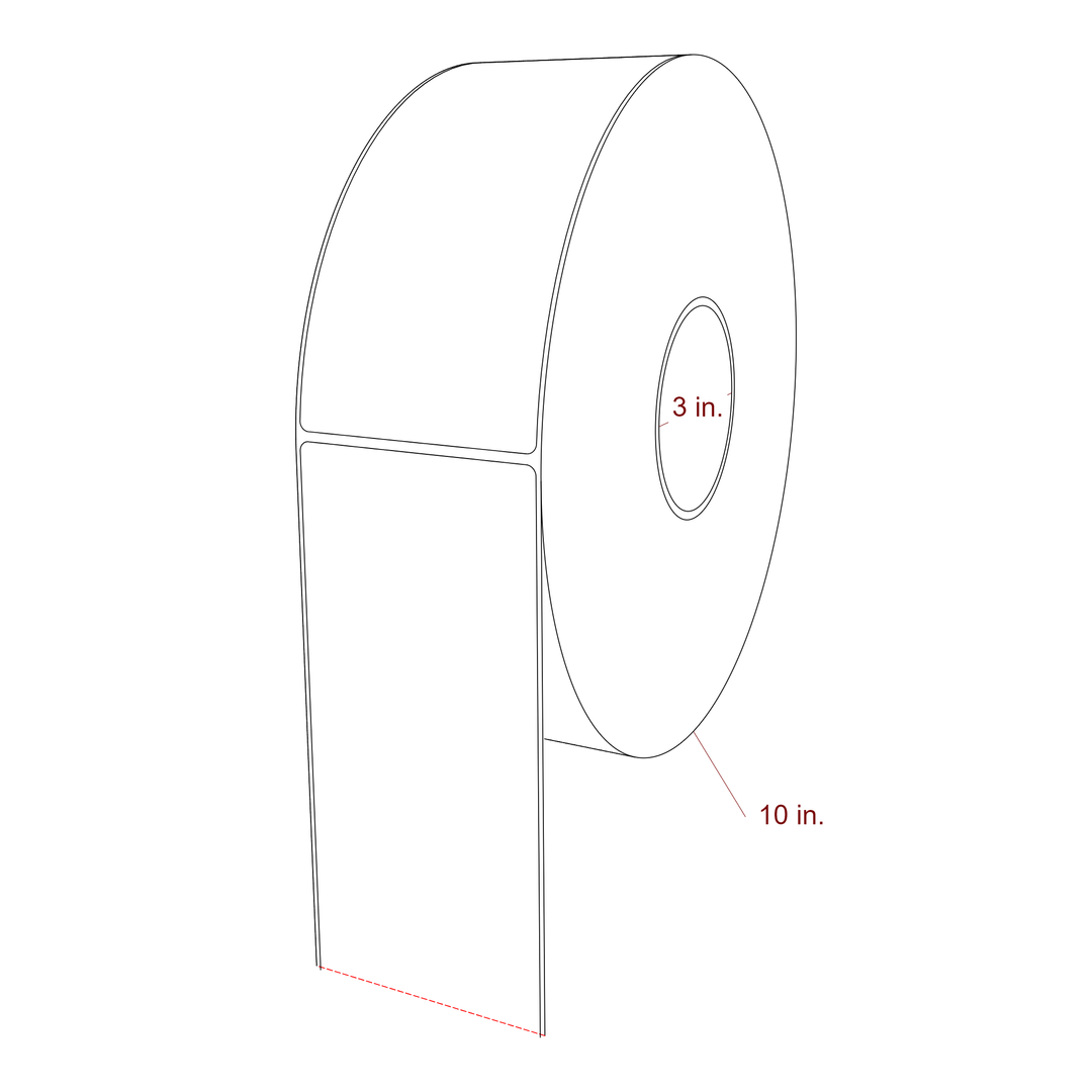 3.25 Inch x 7 Inch Rectangle Inkjet Label Roll - 3 Inch Core - 10 Inch Roll OD - 3D Perspective
