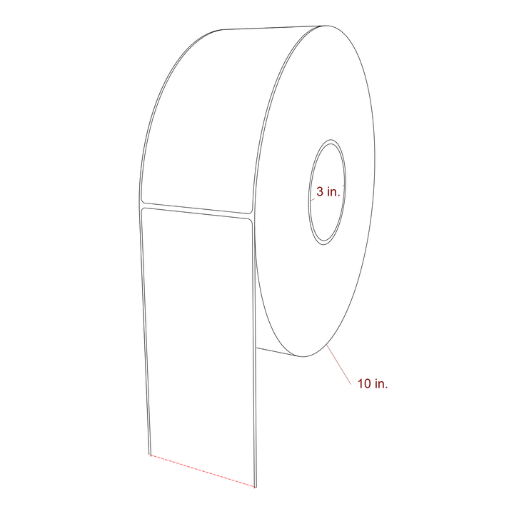 3.25 Inch x 7 Inch Rectangle Inkjet Label Roll - 3 Inch Core - 10 Inch Roll OD - 3D Perspective