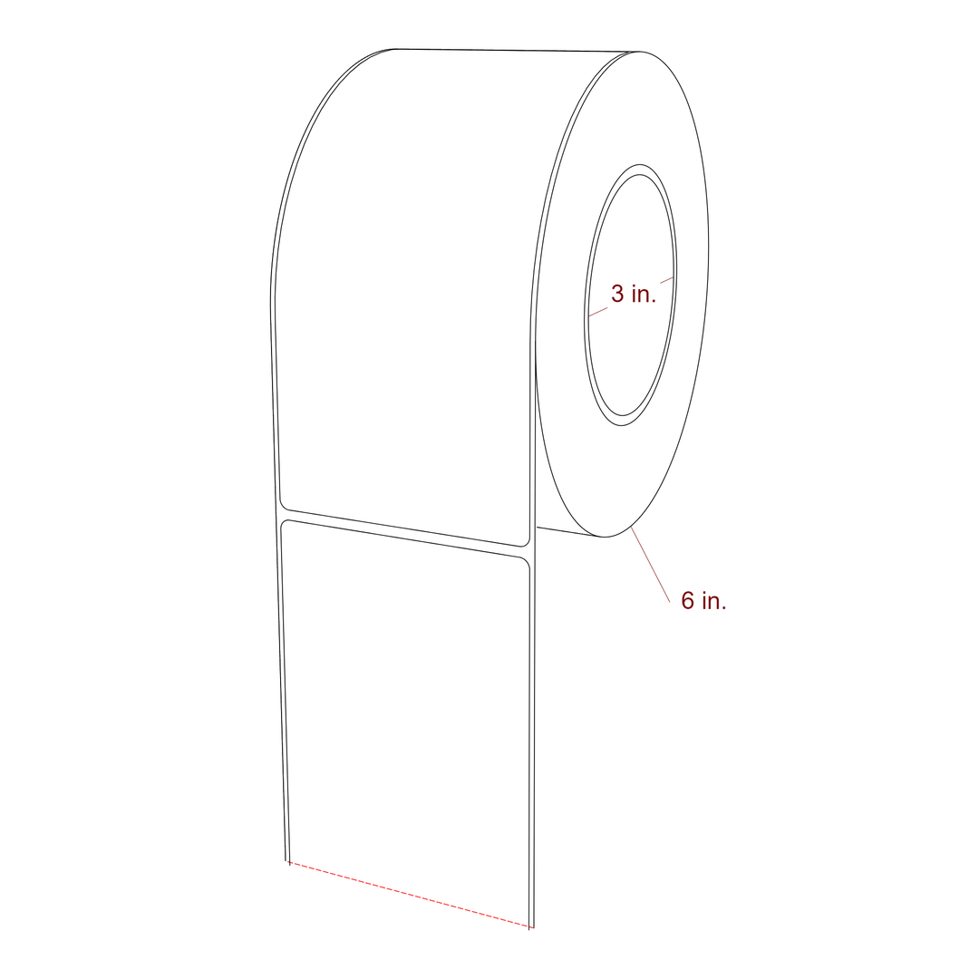 3.25 Inch x 7 Inch Rectangle Inkjet Label Roll - 3 Inch Core - 6 Inch Roll OD - 3D Perspective