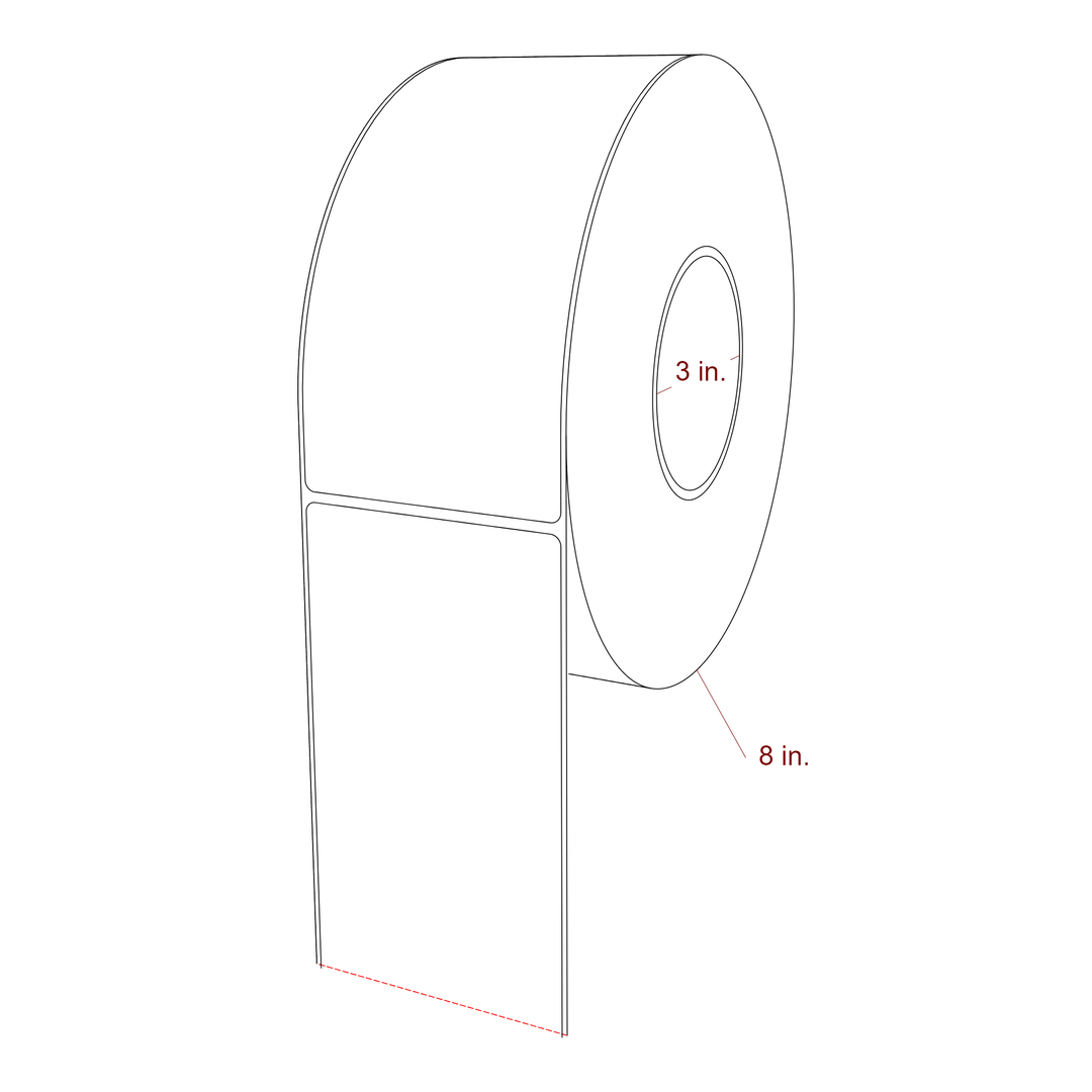 3.25 Inch x 7 Inch Rectangle Inkjet Label Roll - 3 Inch Core - 8 Inch Roll OD - 3D Perspective